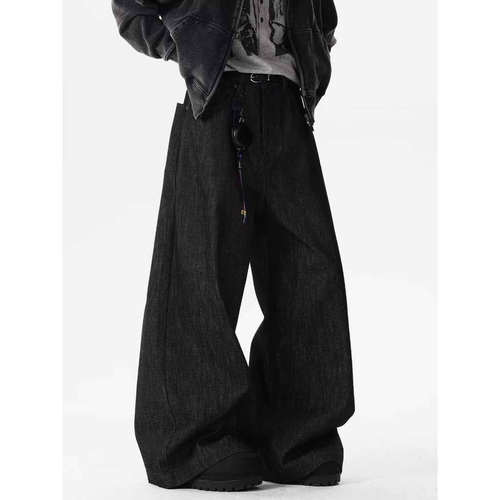 Red Dragon Embroidery Knife Jeans Men Loose Casual Cargo Wide Leg Long Pants
