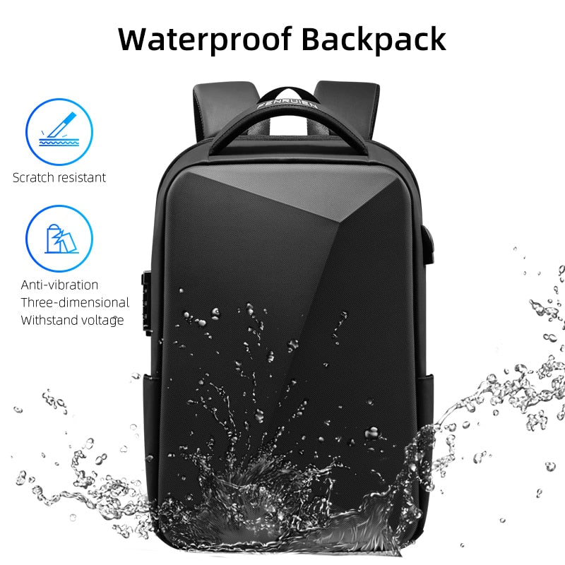 Fenruien Hard-Shell Anti-Theft Laptop Backpack — TSA Lock, USB Port, Fits 15.6" Laptop