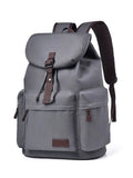 Multi-Pocket Canvas Backpack — Large Adjustable Strap Everyday Bag in Gray, Black & Ochre