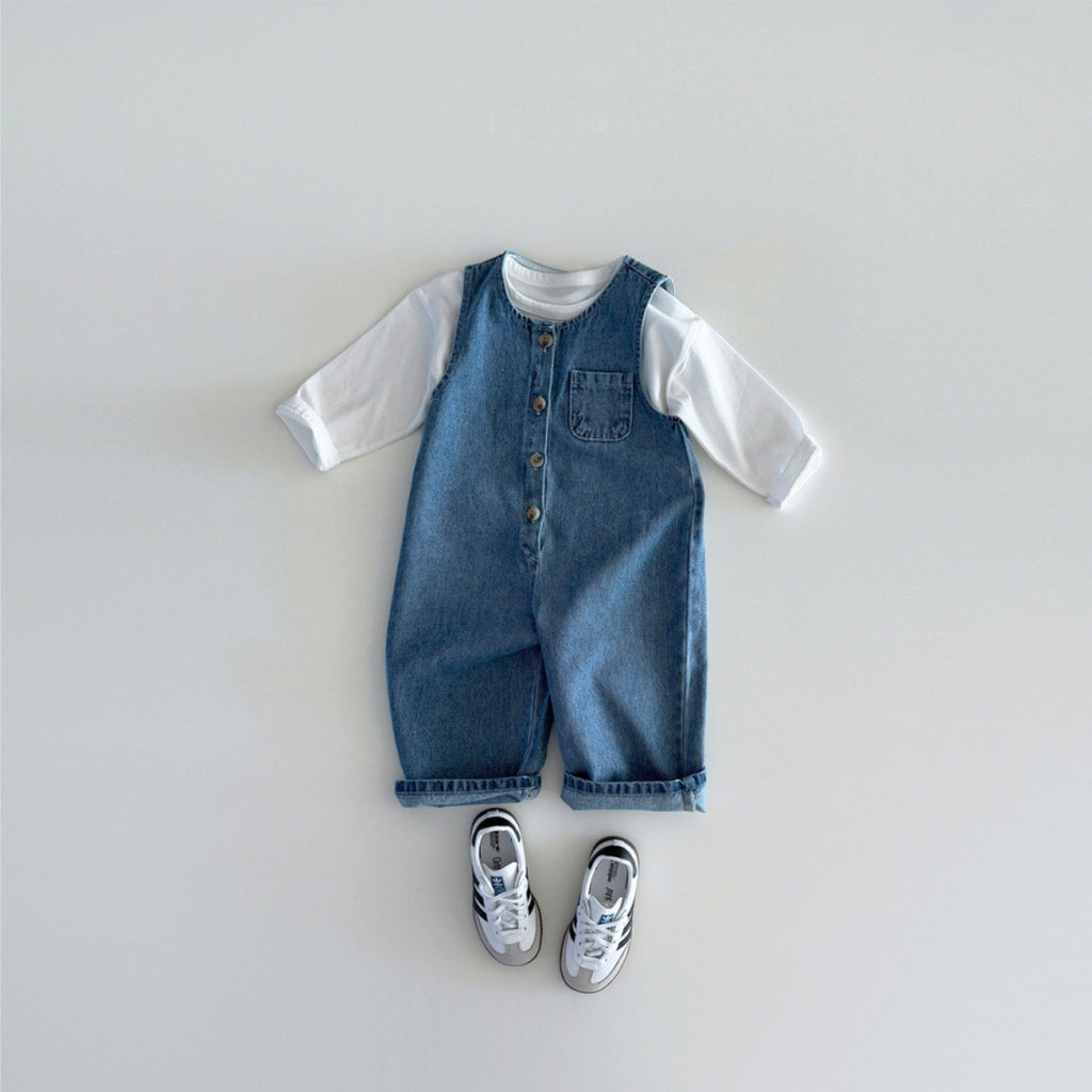 Kids' Overalls Jeans, Children's Infant Denim Rompers, Baby Long Denim Vest, Long Crawler Pants
