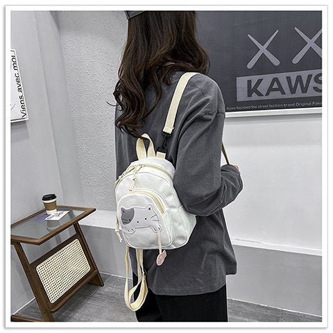 Girls' Cute Mini Nylon Backpack — Small Square Fashion School Bag for Kindergarten & Travel
