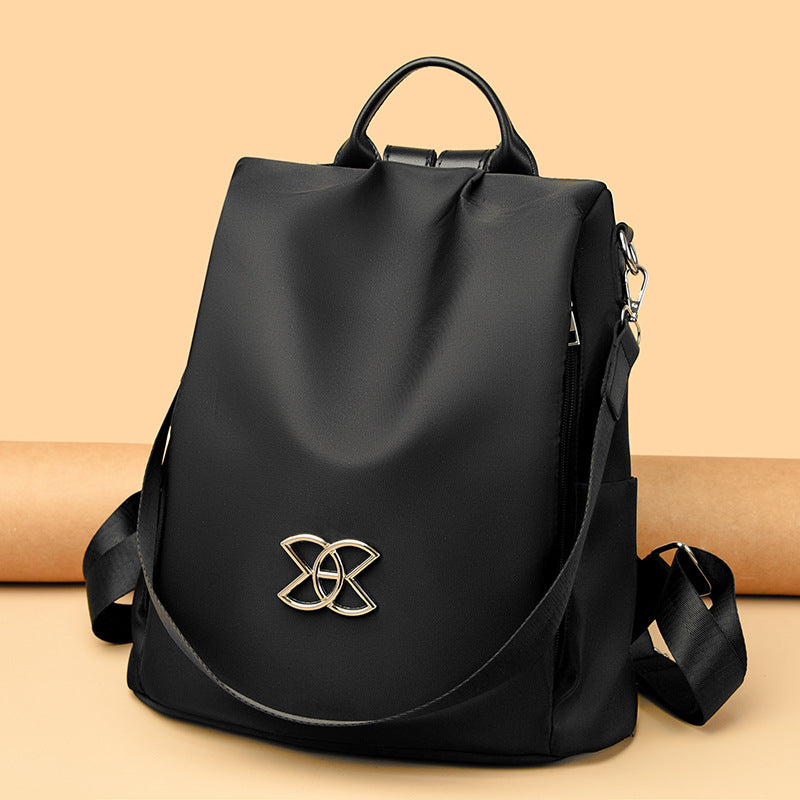 Women's Fashion Nylon Backpack — Contrast Detail Travel & Everyday Bag in Brown, Black & Sequin