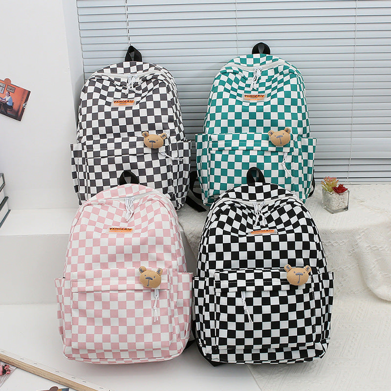 Plaid School Backpack for Teens — Large 36–55L Lightweight Nylon Student Bag