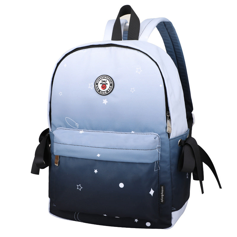 Gradient School Backpack with Bow — Cute 20–35L Student Bag for Girls