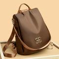 Women's Fashion Nylon Backpack — Contrast Detail Travel & Everyday Bag in Brown, Black & Sequin