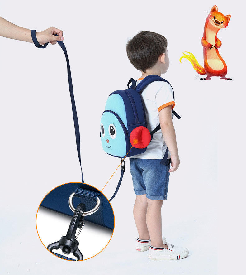 Kids’ Anti-Lost Cartoon Backpack — Naughty Dog Neoprene Toddler Bag in Blue