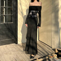 One shoulder fake two casual clear dresses long skirt