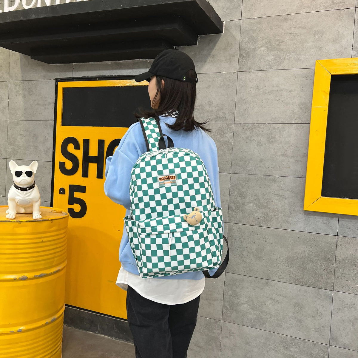 Plaid School Backpack for Teens — Large 36–55L Lightweight Nylon Student Bag