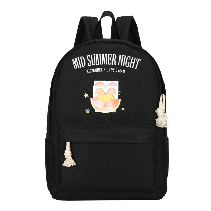 Rainbow Cat Anime Oxford Cloth Backpack — Cartoon Character School Bag for Kids & Teens