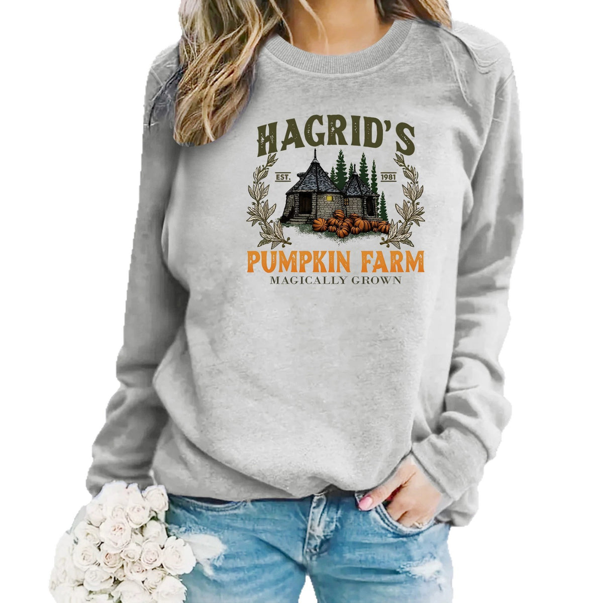 Women’s Printed Lantern-Sleeve Fleece Sweatshirt
