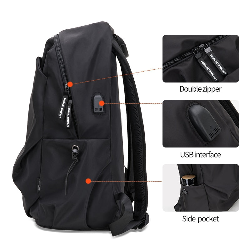 Heroic Knight Men’s Waterproof Backpack — 15.6" Laptop Travel & Outdoor School Bag