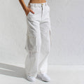 Loose wide leg straight leg multi pocket work pants jeans