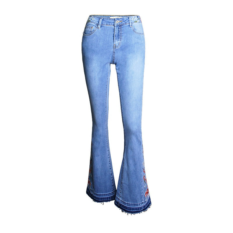 Women’s Light Blue Mid-Rise Wide-Leg Jeans