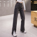 Women’s High-Waisted Straight-Leg Slit Jeans
