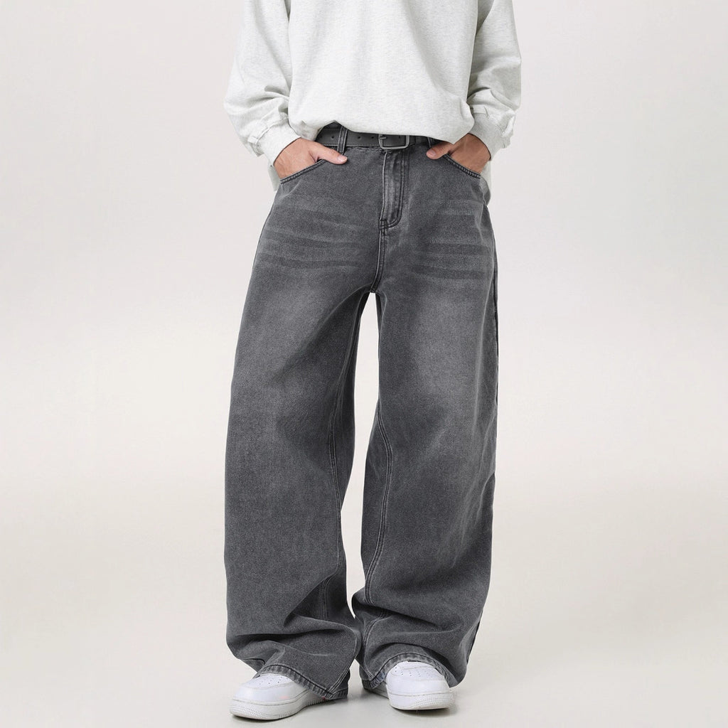 Make old wide leg jeans, men's straight leg loose pants