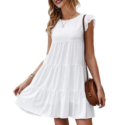Womens Flowy Dress With Cap Sleeves