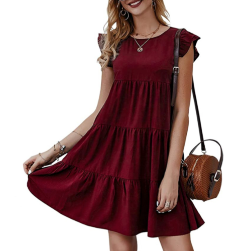Womens Flowy Dress With Cap Sleeves