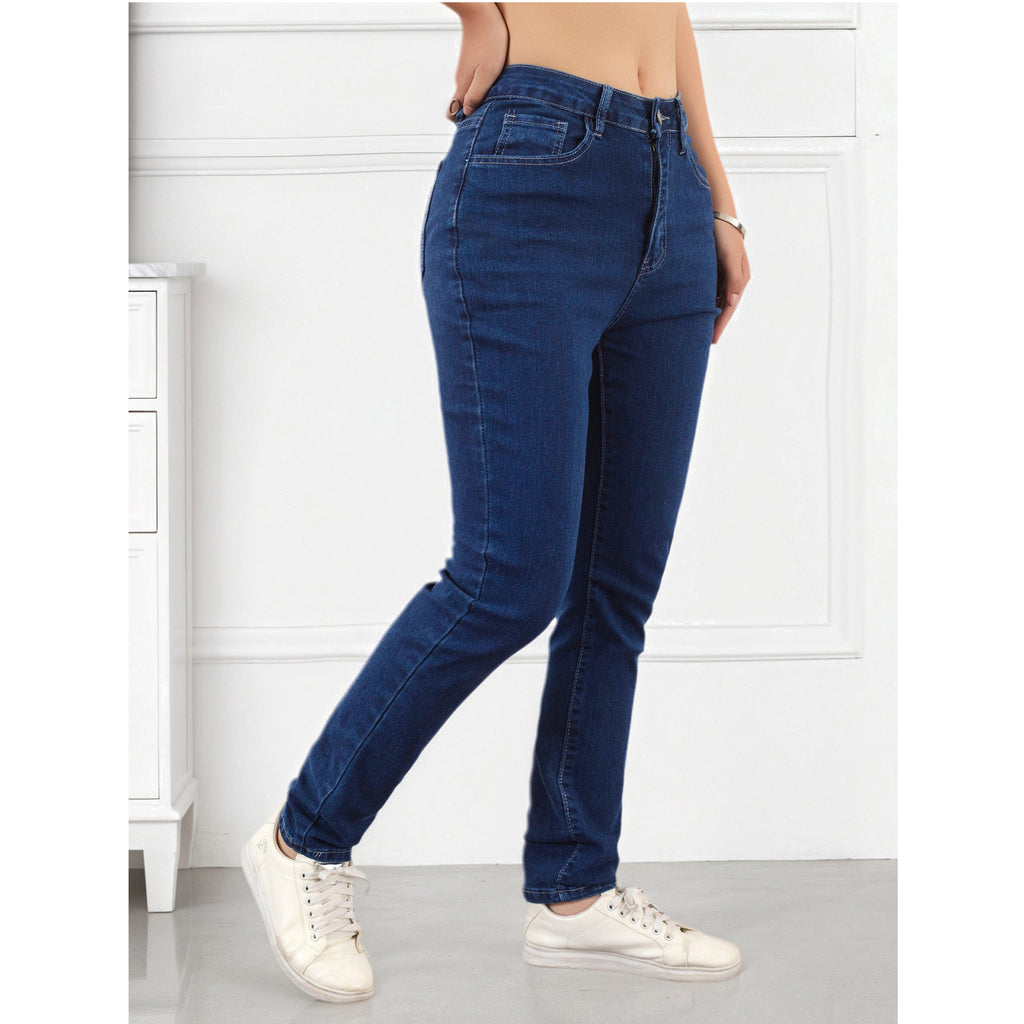 Women's Jeans Pants Fashion Deep Blue Stretch Simple Casual Versatile Slim Fit Skinny Pants Suitable