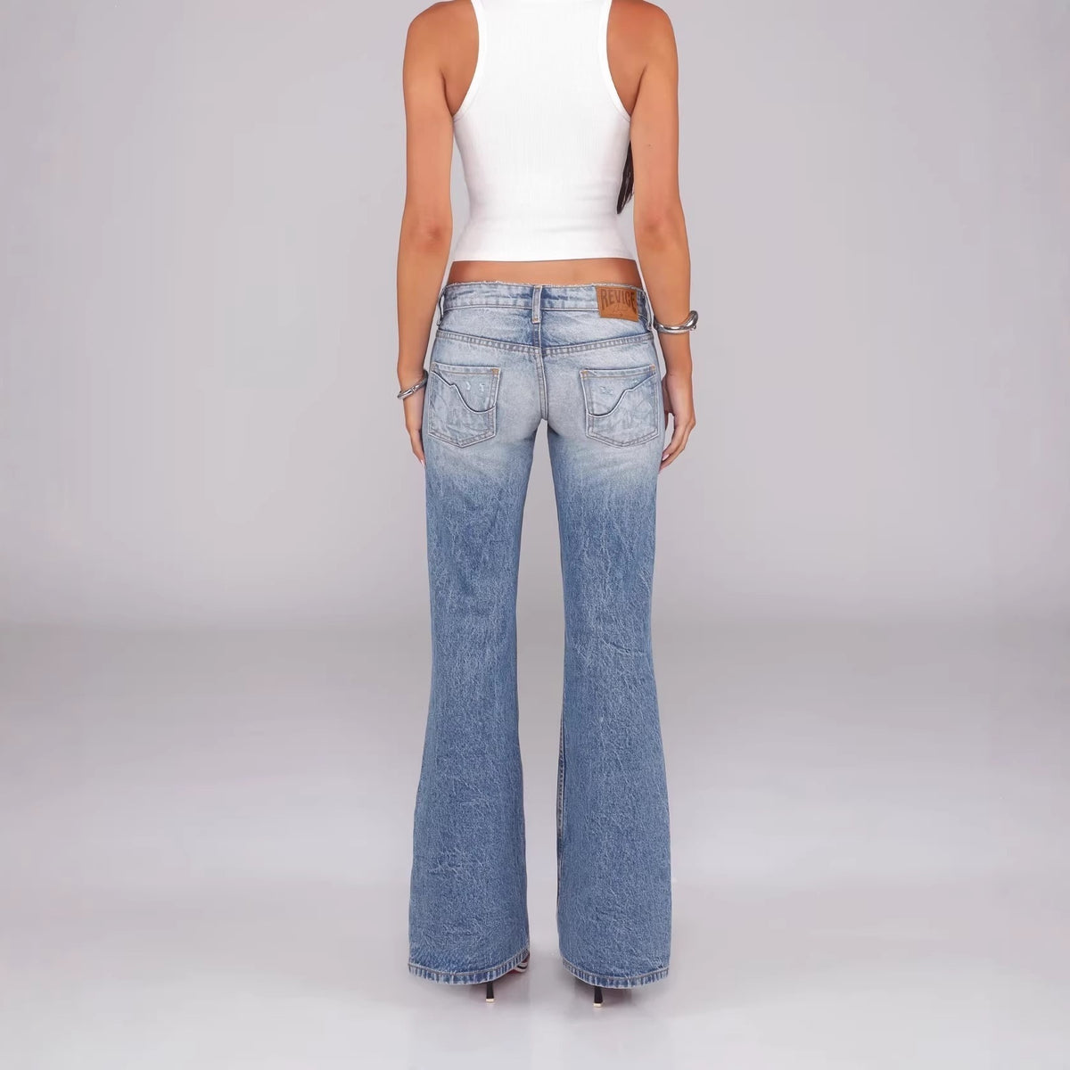 Flared Low Waist Straight Leg Jeans Women Ins Fashion Denim Pants