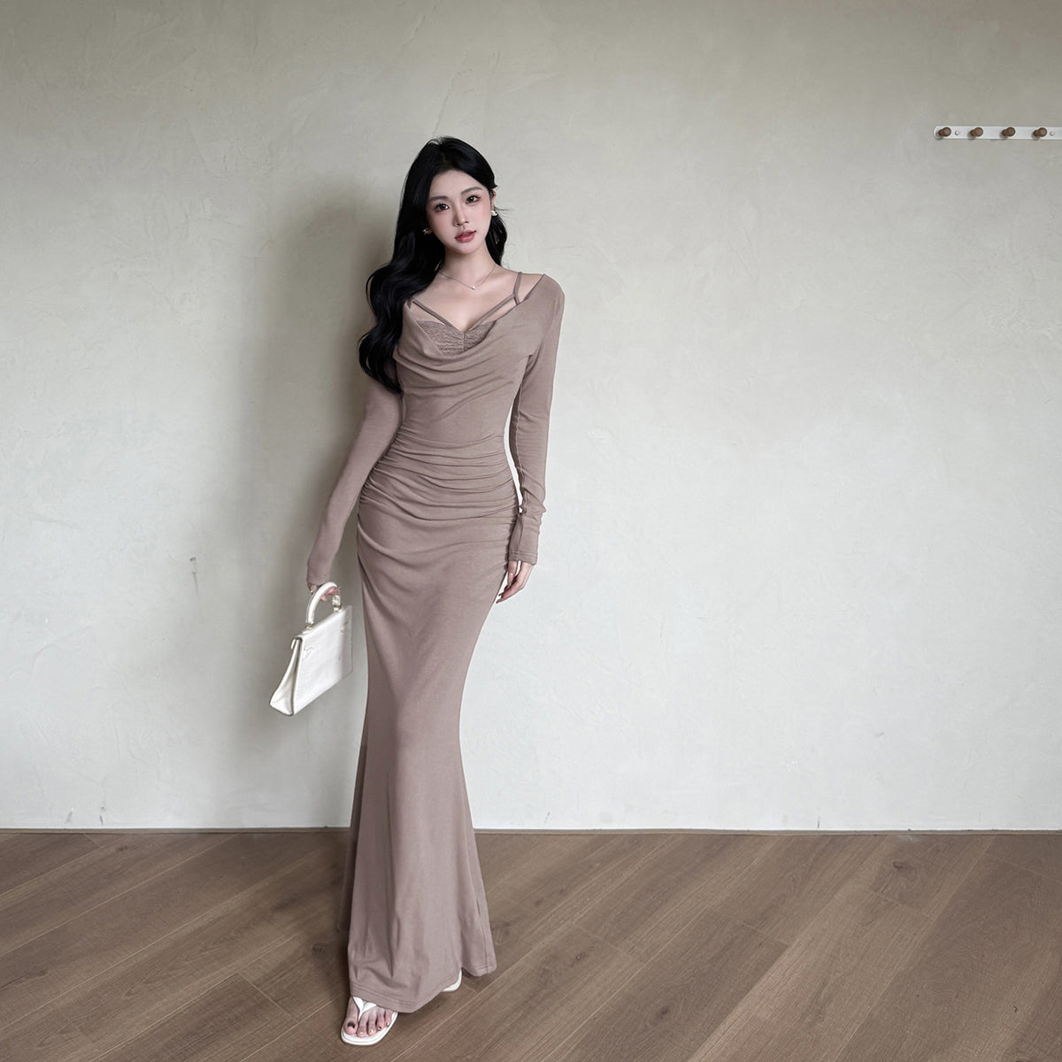 Fake Two Swinging Collar Slimming Waist Dresses