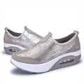 Women's Sports Shoes, Air Cushioned Sloping Heels, Casual Thick Soled Rocking Shoes, Oversized Travel Shoes
