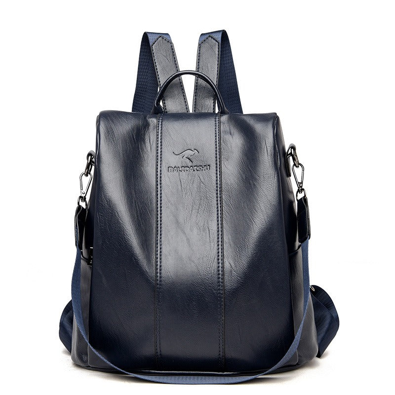 Women's Soft Leather Backpack — Minimalist Shoulder Bag for College & Everyday Use
