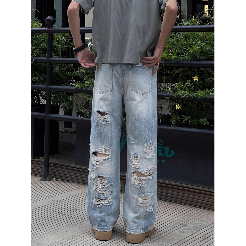 Jeans Men Lightweight Straight Leg High-End Loose Wide Leg Long Pants