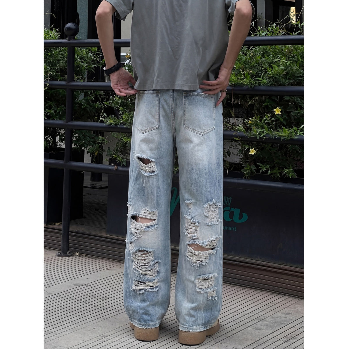 Jeans Men Lightweight Straight Leg High-End Loose Wide Leg Long Pants