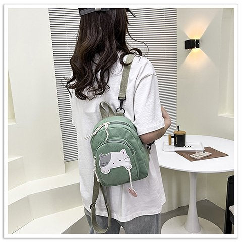Girls' Cute Mini Nylon Backpack — Small Square Fashion School Bag for Kindergarten & Travel