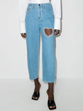 Women’s Heart-Detail Cut-Out Straight-Leg Jeans