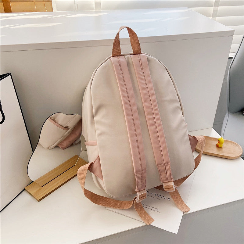Korean Ulzzang Nylon Backpack — INS Style School Bag with Brooch Pendant for Teen & High School Girls