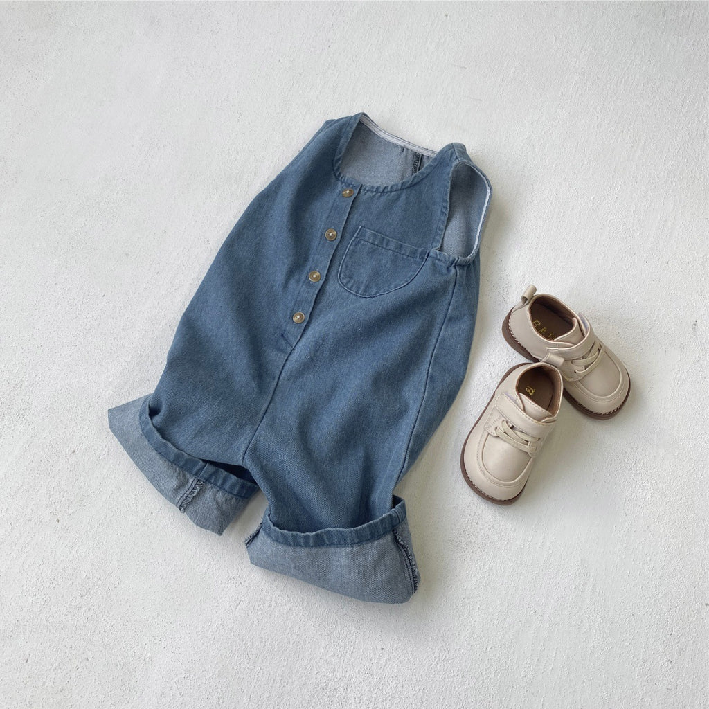 Kids' Overalls Jeans, Children's Infant Denim Rompers, Baby Long Denim Vest, Long Crawler Pants