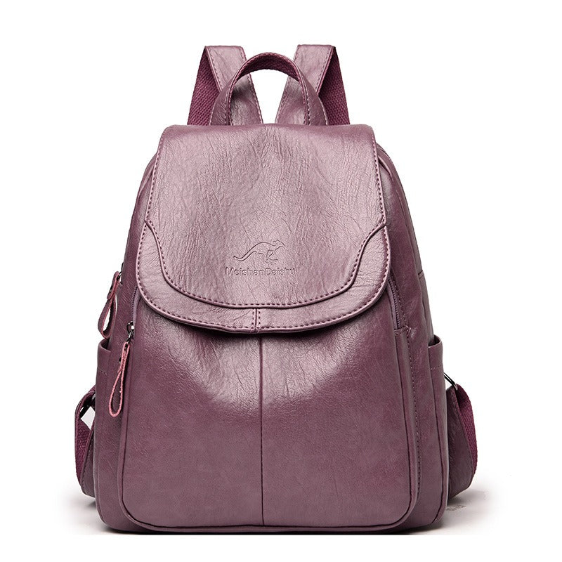 Women's PU Leather Backpack — Anti-Theft Travel & College Bag | 9 Colours