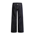 Blue Flared Jeans for Women with Visible Stitching Casual Long Pants