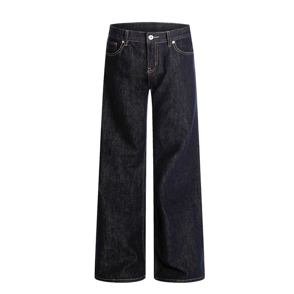 Blue Flared Jeans for Women with Visible Stitching Casual Long Pants