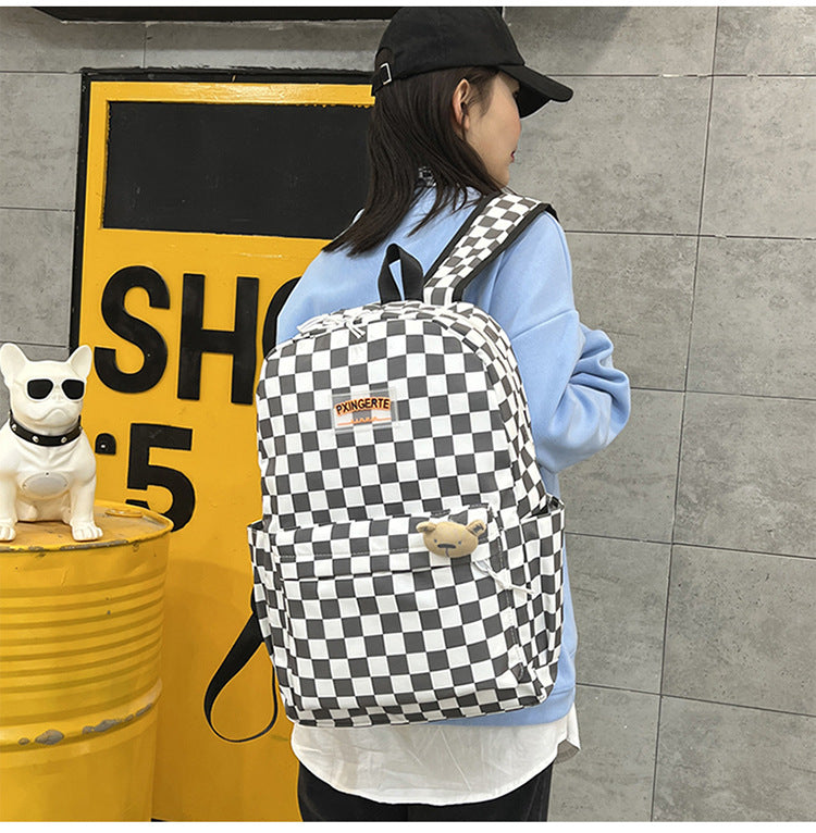 Plaid School Backpack for Teens — Large 36–55L Lightweight Nylon Student Bag