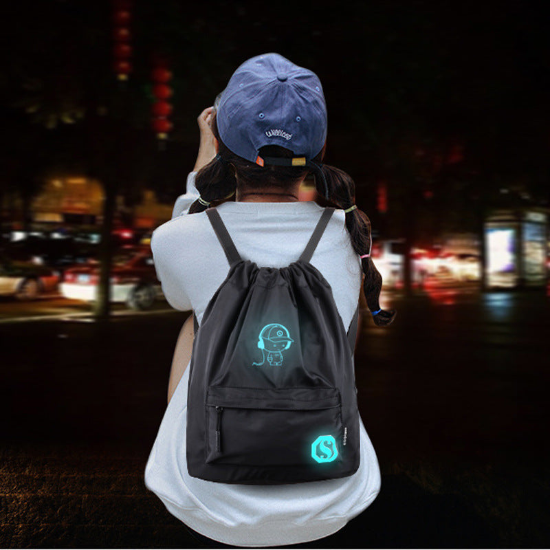 Digital Print Drawstring Backpack — Lightweight Polyester School & Gym Bag
