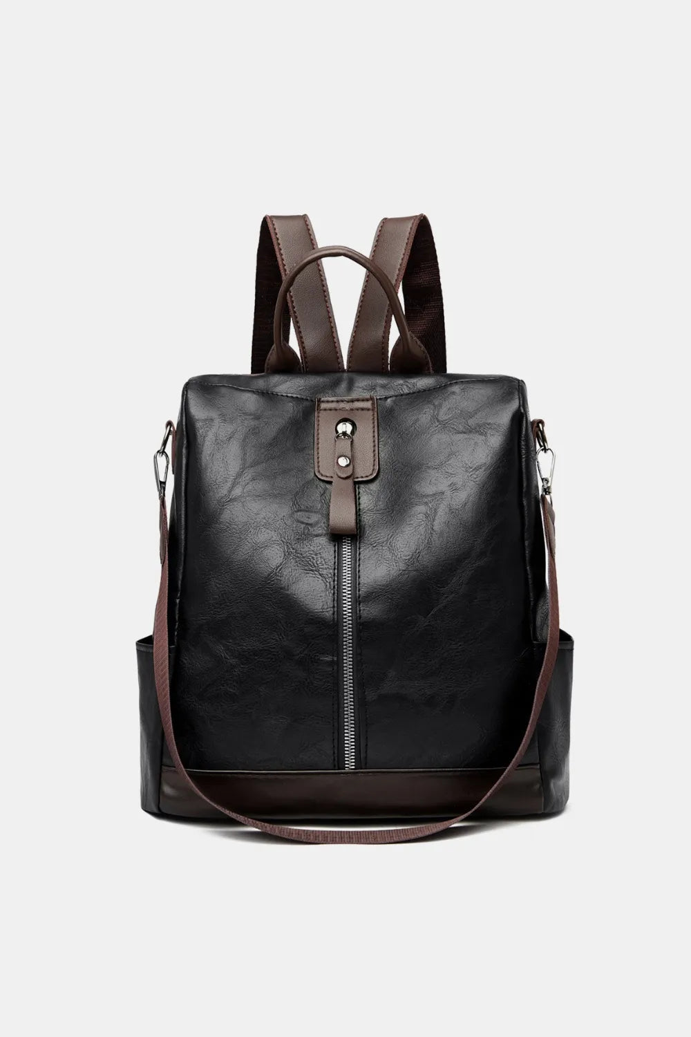 PU Leather Backpack — Casual Work & Travel Bag | Black, Dark Green, Caramel