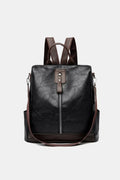 PU Leather Backpack — Casual Work & Travel Bag | Black, Dark Green, Caramel