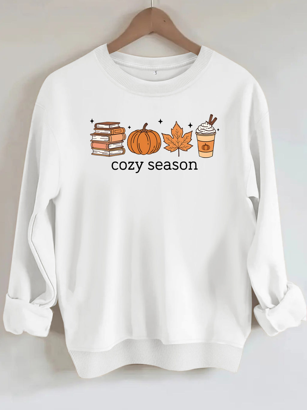 Printed loose women's fleece hoodie