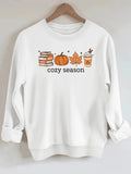 Printed loose women's fleece hoodie
