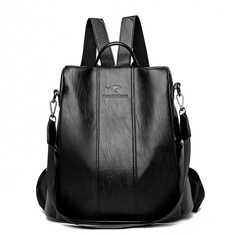 Women's Soft Leather Backpack — Minimalist Shoulder Bag for College & Everyday Use
