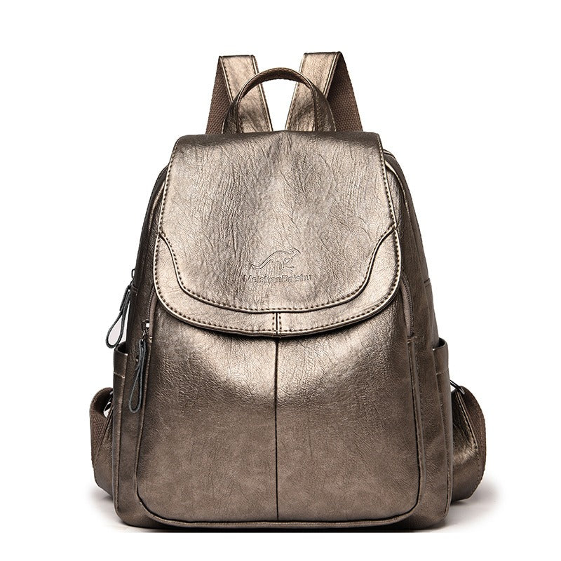 Women's PU Leather Backpack — Anti-Theft Travel & College Bag | 9 Colours