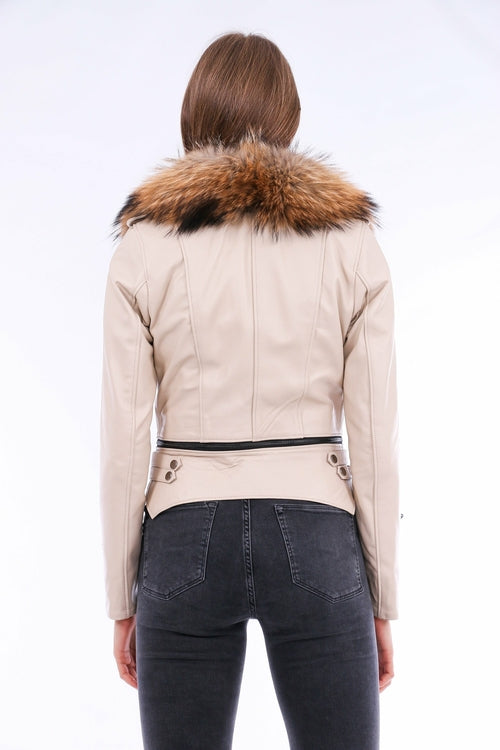 Buttagi Leather Biker Jacket - White