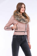 Buttagi Leather Biker Jacket-Pink