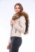 Ravenna Leather Biker Jacket-White