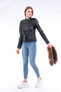 Ravenna Leather Biker Jacket -Black