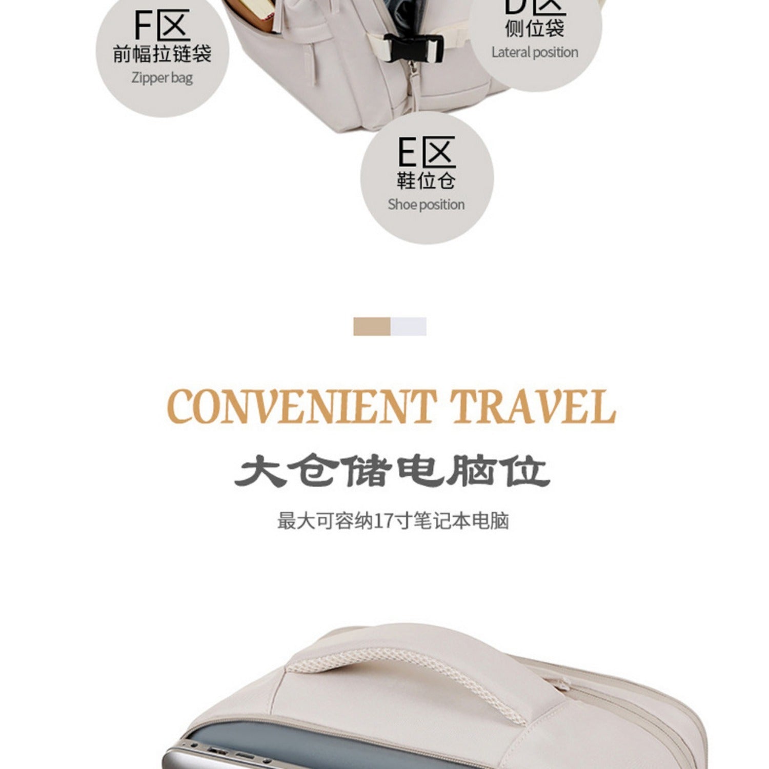 New Large Capacity Short-distance Travel Backpack Multi-function Casual Backpack Laptop Backpack Travel Bag Wash Bag