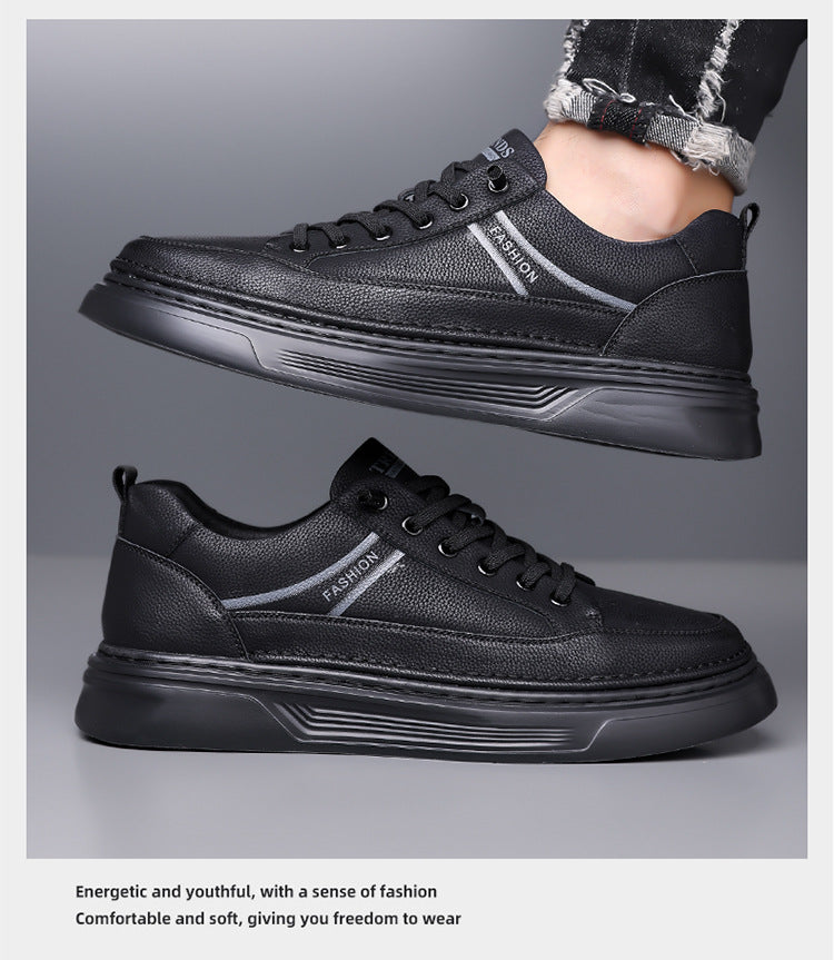 Autumn 2024 White Shoes Bean Shoes Men's Casual Driving Shoes Soft Sole Fashion Leg All-match Sports Leather Sneakers