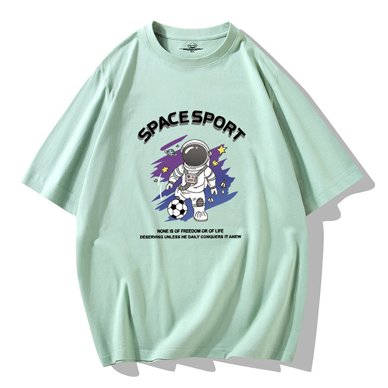 Jian Men 2026 Spring/Summer New Men's Short-Sleeve T-Shirt, Haze Blue, Loose Fit, Large Size, Trendy Half-Sleeve Cotton